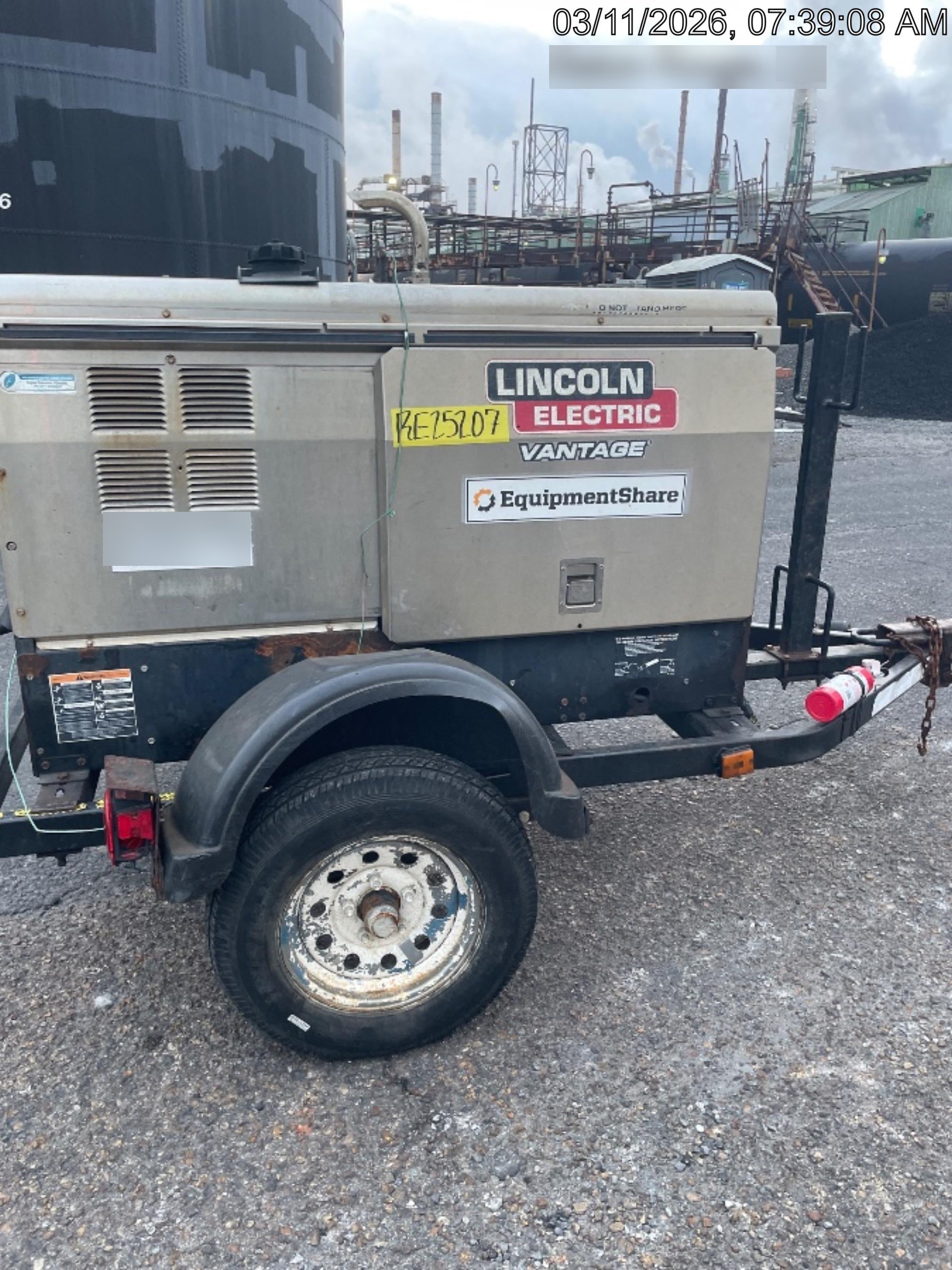 2019 Lincoln Electric Vantage 322 Welder Ready-Pak 3, Two wheel trailer, Fender and Light kit, Cable Rack