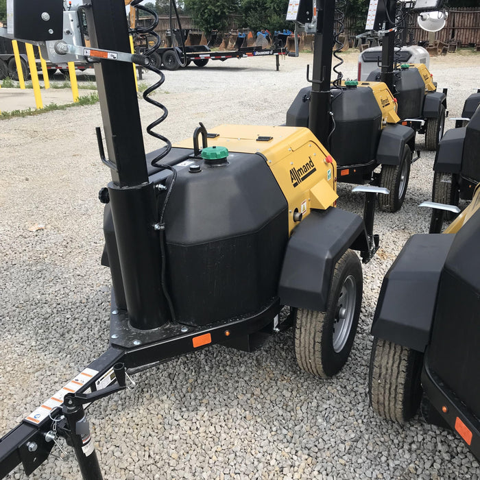 2022 Allmand NLV3GR (4) LED Light Fixture 350W, 23' Vertical Mast, 3kW Prime, Towable, Deep Sea L401, Leveling Jacks, Yanmar T4F 5.8hp