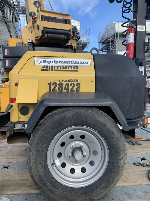 2021 Allmand NLV3GR (4) LED Light Fixture 350W, 23' Vertical Mast, 3kW Prime, Towable, Deep Sea L401, Leveling Jacks, Yanmar T4F 5.8hp