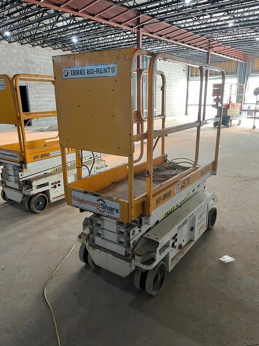 Custom Equipment HB-1430 Hy-Brid Scissor Lift
Platform capacity up to 670 lbs
Working height up to 20 ft
Weighs under 1,700 lbs
Non-marking wheels