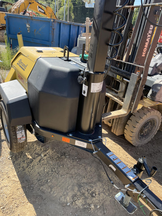 2022 Allmand NLV3GR (4) LED Light Fixture 350W, 23' Vertical Mast, 3kW Prime, Towable, Deep Sea L401, Leveling Jacks, Yanmar T4F 5.8hp