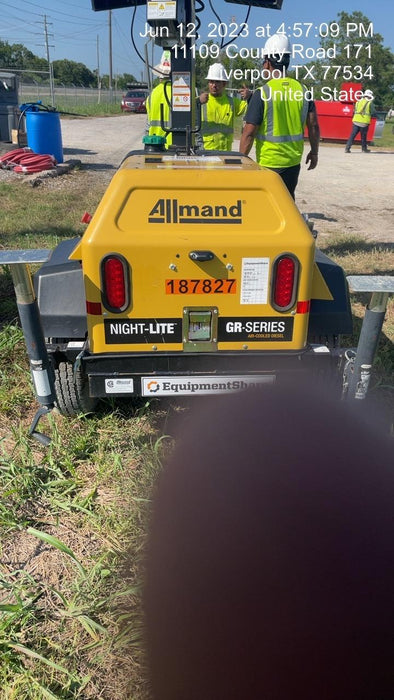 Allmand NLV3GR (4) LED Light Fixture 350W, 23' Vertical Mast, 3kW Prime, Towable, Deep Sea L401, Leveling Jacks, Yanmar T4F 5.8hp