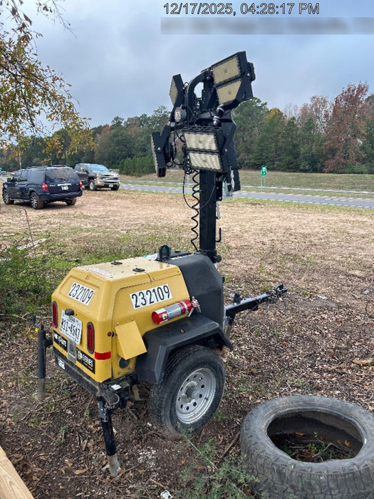 2022 Allmand NLV3GR (4) LED Light Fixture 350W, 23' Vertical Mast, 3kW Prime, Towable, Deep Sea L401, Leveling Jacks, Yanmar T4F 5.8hp