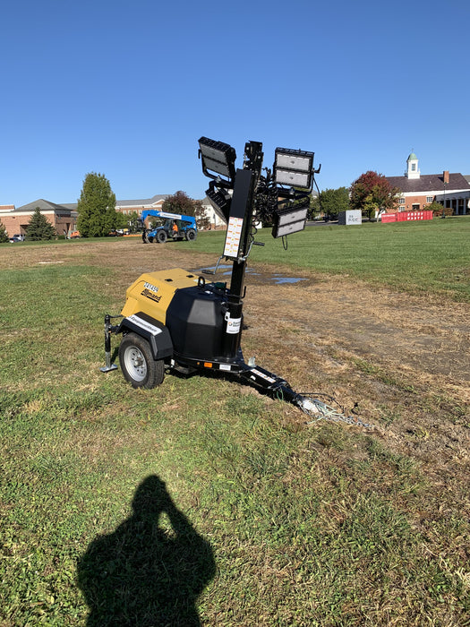 2022 Allmand NLV3GR (4) LED Light Fixture 350W, 23' Vertical Mast, 3kW Prime, Towable, Deep Sea L401, Leveling Jacks, Yanmar T4F 5.8hp