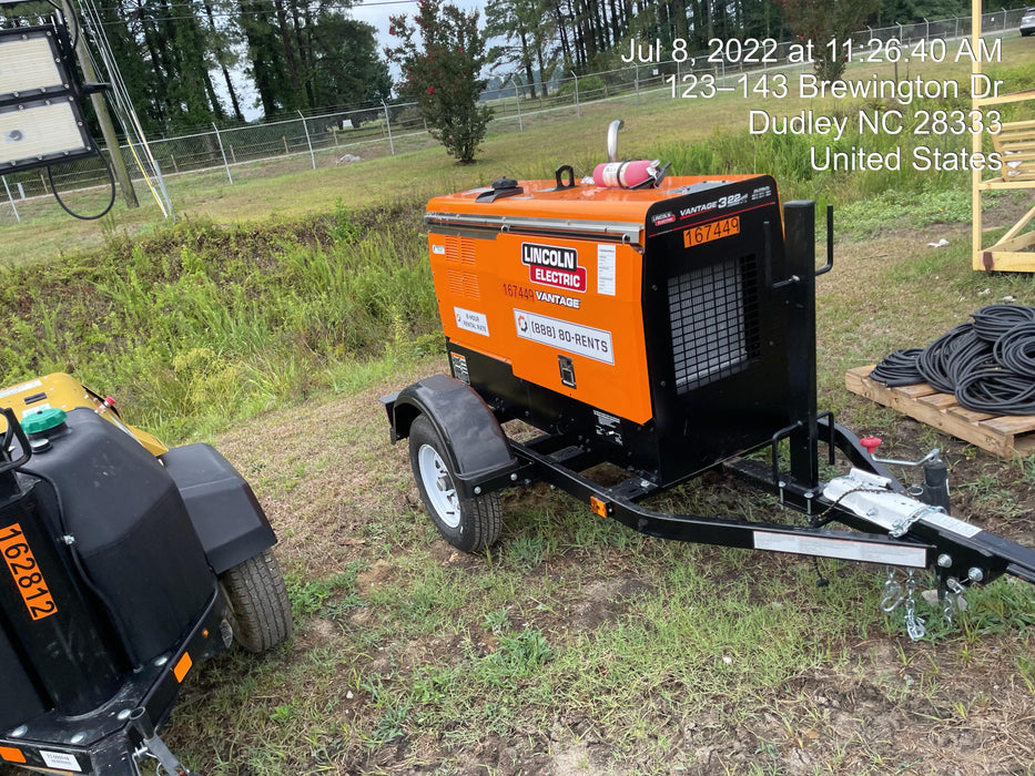 2021 Lincoln Electric Vantage 322 Vantage 322 Ready Pak 3 w/ Decals, ORANGE (includes trailer, cable rack, fender light kit) NO Telematics