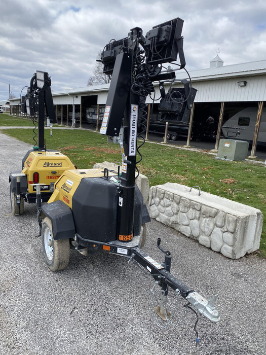 2021 Allmand NLV3GR (4) LED Light Fixture 350W, 23' Vertical Mast, 3kW Prime, Towable, Deep Sea L401, Leveling Jacks, Yanmar T4F 5.8hp