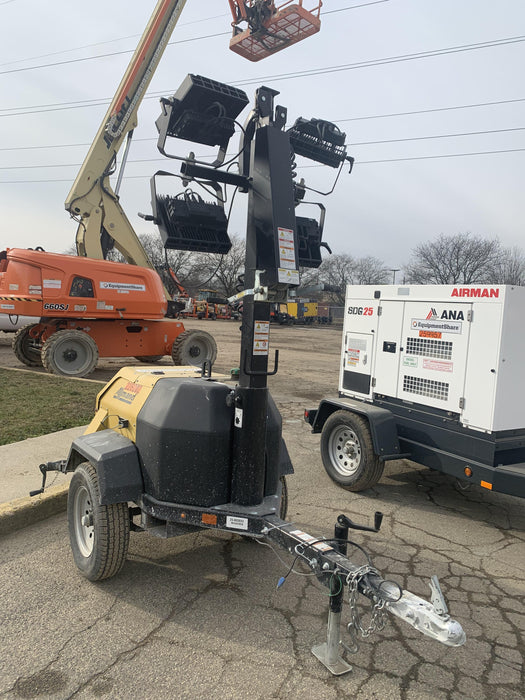 2022 Allmand NLV3GR (4) LED Light Fixture 350W, 23' Vertical Mast, 3kW Prime, Towable, Deep Sea L401, Leveling Jacks, Yanmar T4F 5.8hp