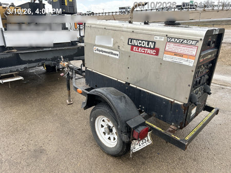 2019 Lincoln Electric Vantage 322 Ready-Pak 3, Two Wheel Trailer, Fender and Light Kit, Cable Rack
