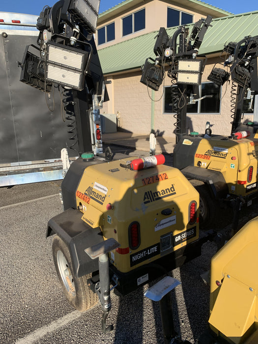 2021 Allmand NLV3GR (4) LED Light Fixture 350W, 23' Vertical Mast, 3kW Prime, Towable, Deep Sea L401, Leveling Jacks, Yanmar T4F 5.8hp