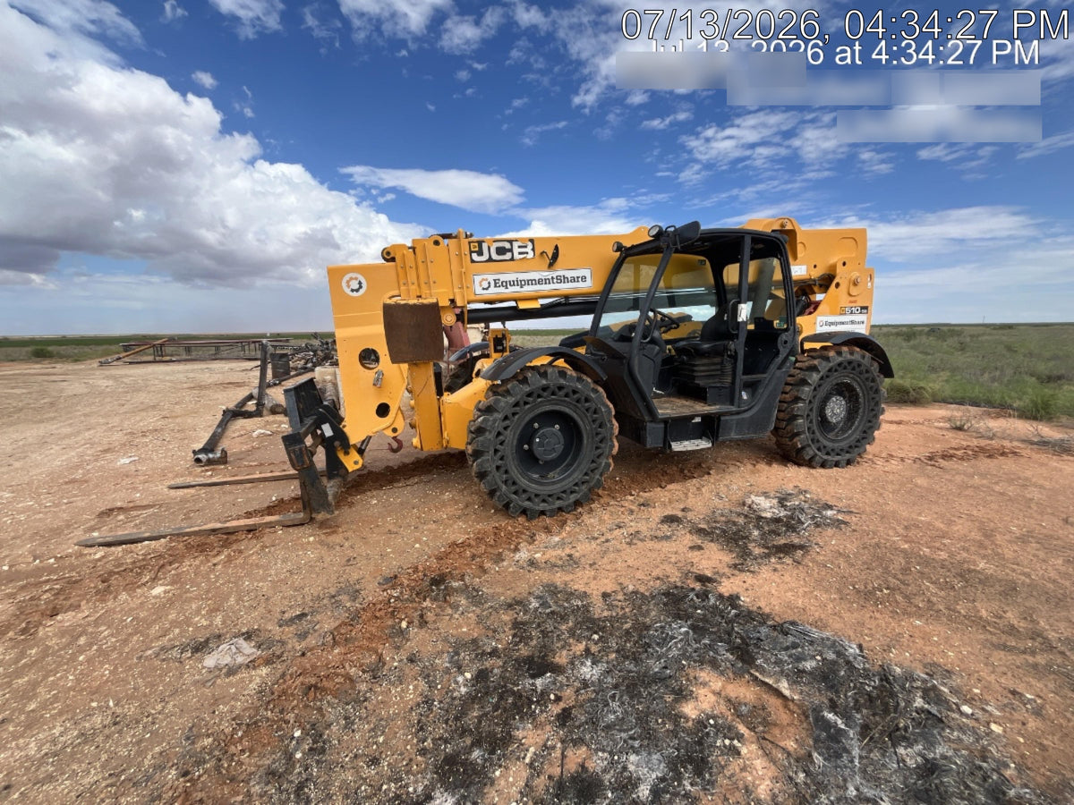 2019 JCB 510-56 JCB 510-56 74 HP w/Open ROPS, Beacon, Aux Hydraulics, Worklights, Solid Tires, 60" Carriage/Forks