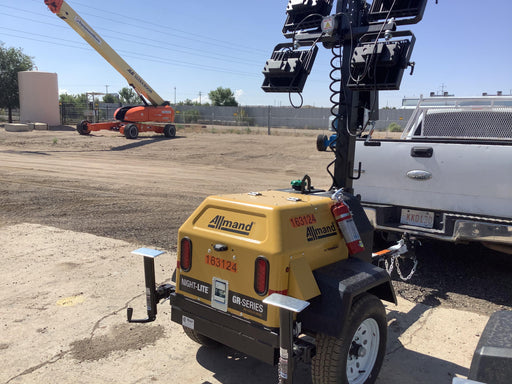 2021 Allmand NLV3GR (4) LED Light Fixture 350W, 23' Vertical Mast, 3kW Prime, Towable, Deep Sea L401, Leveling Jacks, Yanmar T4F 5.8hp