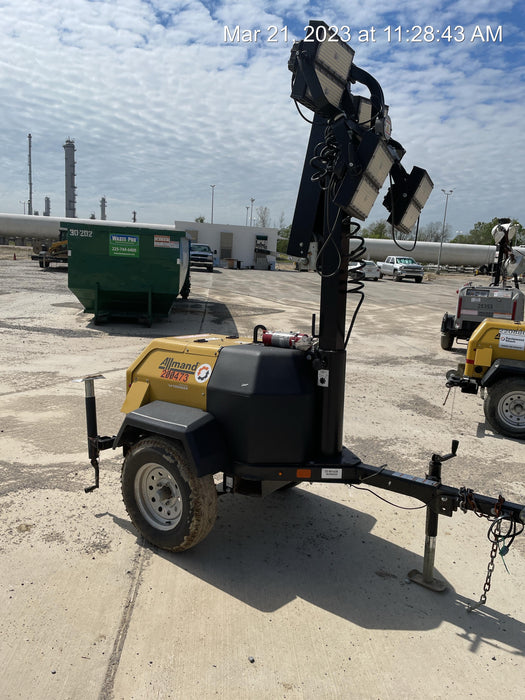 2022 Allmand NLV3GR (4) LED Light Fixture 350W, 23' Vertical Mast, 3kW Prime, Towable, Deep Sea L401, Leveling Jacks, Yanmar T4F 5.8hp