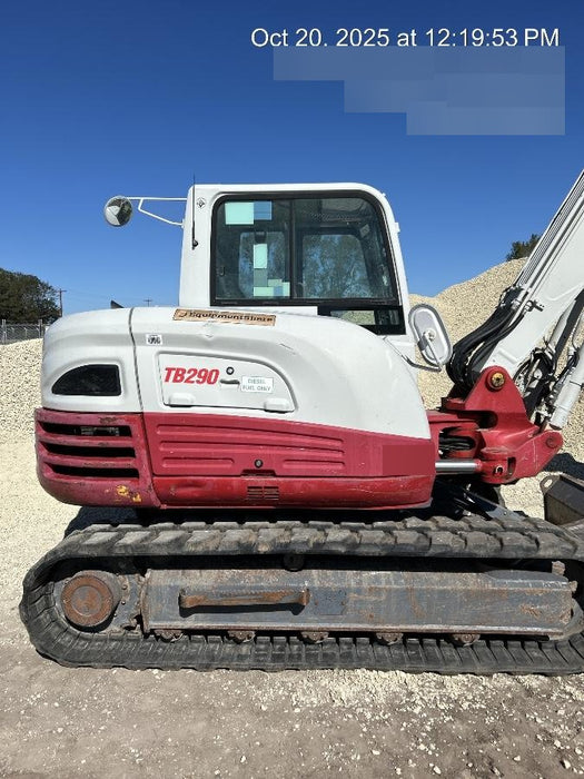 2019 Takeuchi TB290 Cab/Heat/AC Rubber tracks, Dozer blade, Travel alarm, Auxiliary hydraulics w/Manual QC, Hydraulic thumb, 18", 24", and 36" Buckets