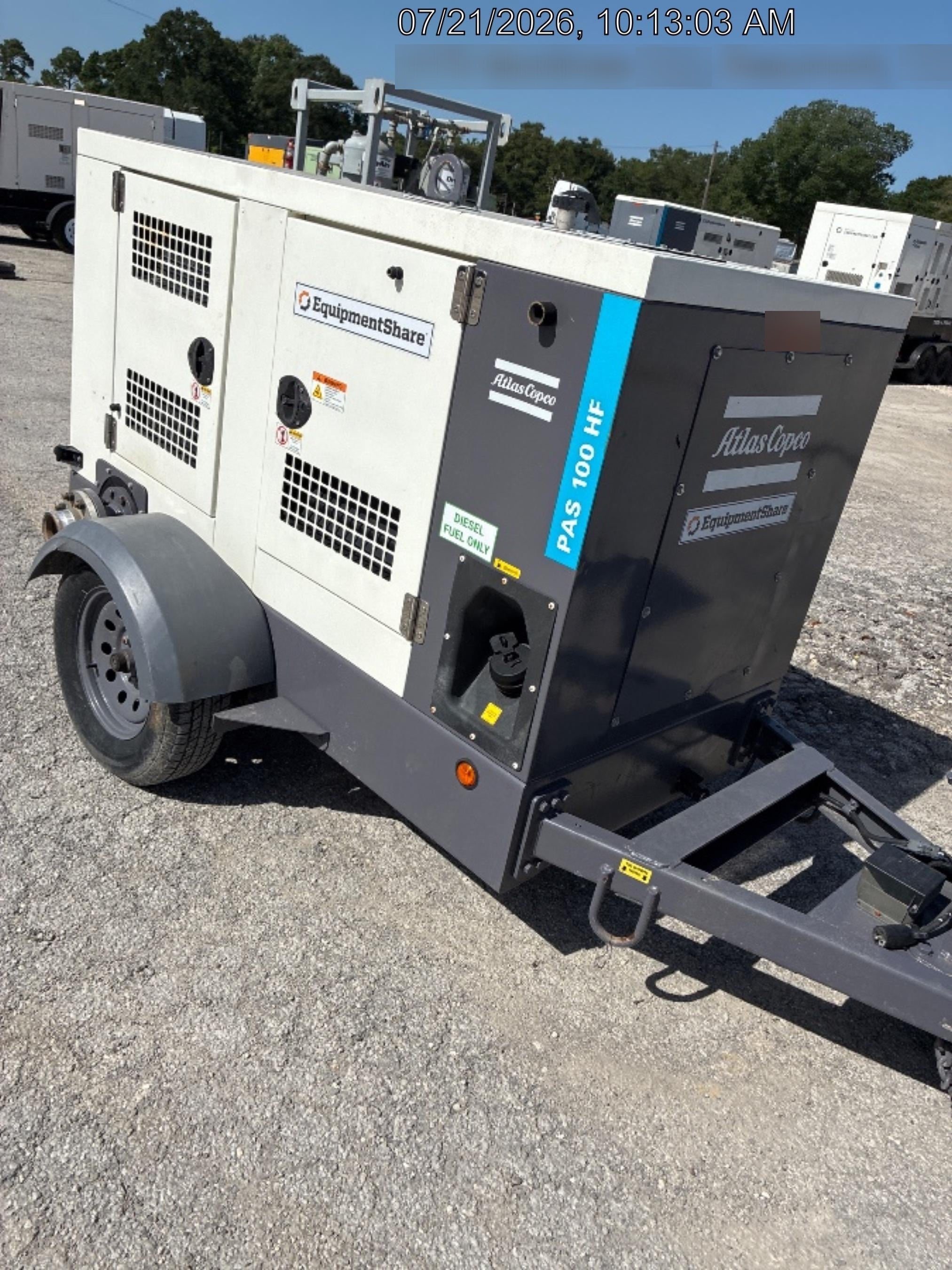 2020 ATLAS COPCO PAS 100 HF CS Enclosed