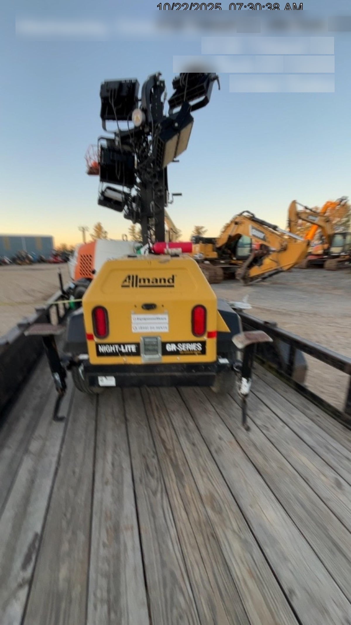 2022 Allmand NLV3GR (4) LED Light Fixture 350W, 23' Vertical Mast, 3kW Prime, Towable, Deep Sea L401, Leveling Jacks, Yanmar T4F 5.8hp