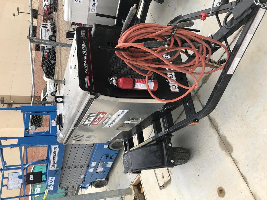 2019 Lincoln Electric Vantage 322 Ready-Pak 3, Two Wheel Trailer, Fender and Light Kit, Cable Rack