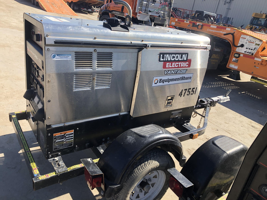 2019 Lincoln Electric Vantage 322 Ready-Pak 3, Two Wheel Trailer, Fender and Light Kit, Cable Rack