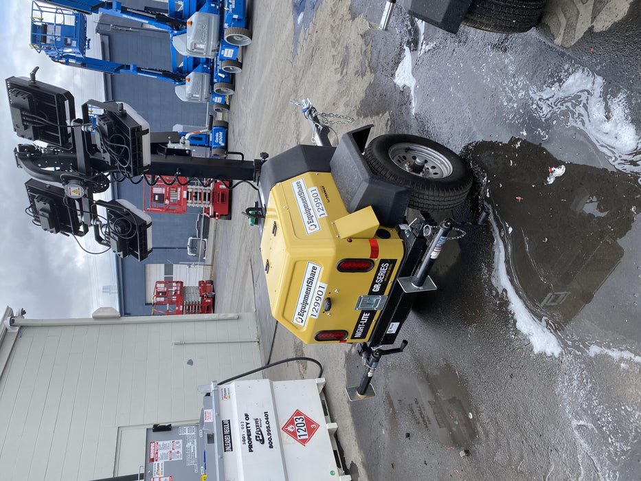 2021 Allmand NLV3GR (4) LED Light Fixture 350W, 23' Vertical Mast, 3kW Prime, Towable, Deep Sea L401, Leveling Jacks, Yanmar T4F 5.8hp