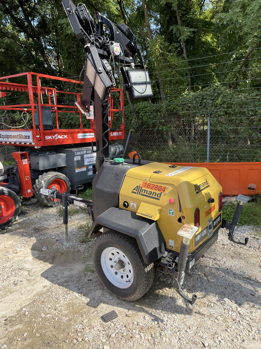 2021 Allmand NLV3GR (4) LED Light Fixture 350W, 23' Vertical Mast, 3kW Prime, Towable, Deep Sea L401, Leveling Jacks, Yanmar T4F 5.8hp