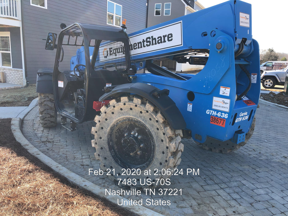 2019 Genie GTH-636 Canopy, Solid RT Tires, LED Work Lights, Beacon 60" QA Carriage, 48" Forks