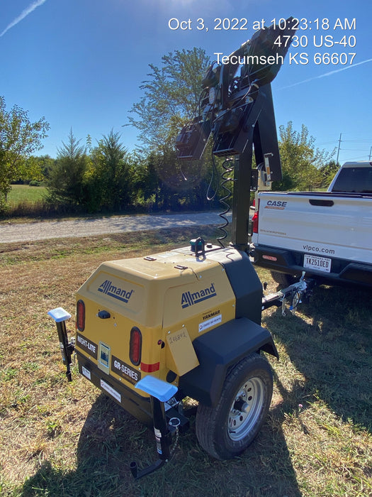 2022 Allmand NLV3GR (4) LED Light Fixture 350W, 23' Vertical Mast, 3kW Prime, Towable, ES Decals, T3