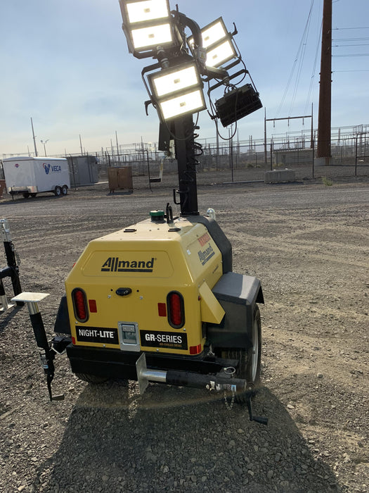 2020 Allmand NLV3GR (4) LED Light Fixture 350W, 23' Vertical Mast, 3kW Prime, Towable, Deep Sea L401, Leveling Jacks, Yanmar T4F 5.8hp