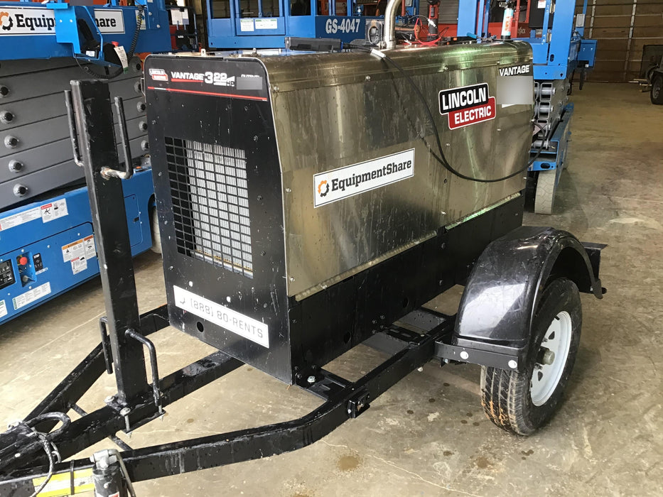 2019 Lincoln Electric Vantage 322 Welder Ready-Pak 3, Two wheel trailer, Fender and Light kit, Cable Rack
