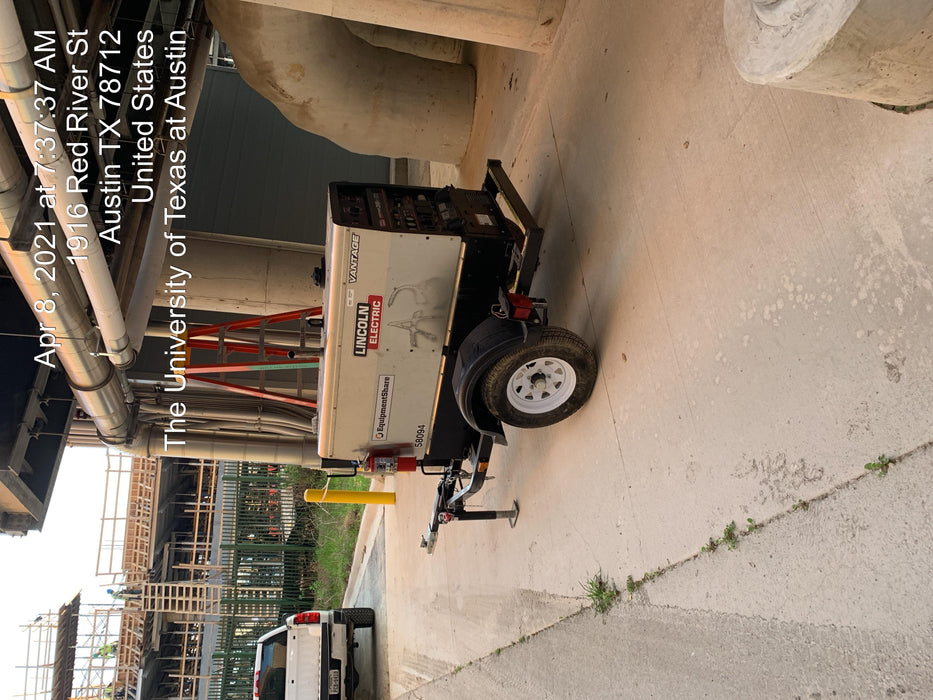 2019 Lincoln Electric Vantage 322 Welder Ready-Pak 3, Two wheel trailer, Fender and Light kit, Cable Rack