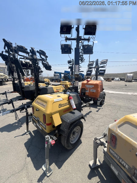 2020 Allmand NLV3GR (4) LED Light Fixture 350W, 23' Vertical Mast, 3kW Prime, Towable, Deep Sea L401, Leveling Jacks, Yanmar T4F 5.8hp