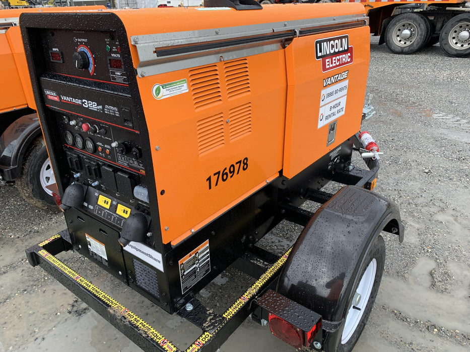 2021 Lincoln Electric Vantage 322 Vantage 322 Ready Pak 3 w/ Decals, ORANGE (includes trailer, cable rack, fender light kit) NO Telematics