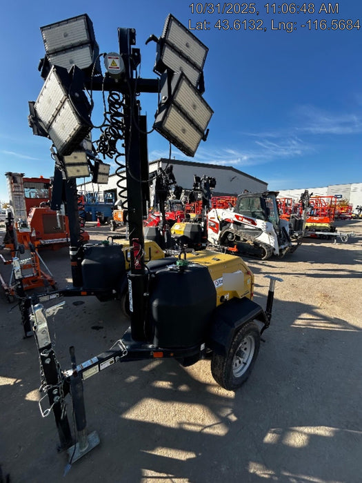 2021 Allmand NLV3GR (4) LED Light Fixture 350W, 23' Vertical Mast, 3kW Prime, Towable, Deep Sea L401, Leveling Jacks, Yanmar T4F 5.8hp