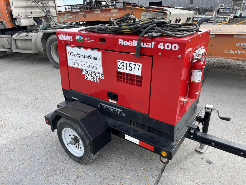 2022 Shindaiwa DGW400MDL Kubota D902 Engine, 23 HP, Dual Op Welder, Wire, Arc, Droop Stick, Tig, and CC Stick Functionality, Simulphase, 3 Phase and 1 Phase Gen Output, Single Axle NB Trlr, Slr Trckl Chrg 12V 12W, Fire Ext