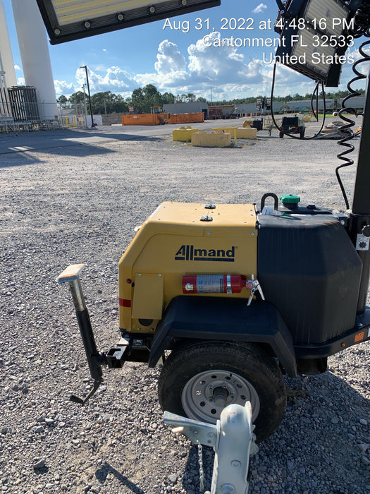 2022 Allmand NLV3GR (4) LED Light Fixture 350W, 23' Vertical Mast, 3kW Prime, Towable, Deep Sea L401, Leveling Jacks, Yanmar T4F 5.8hp