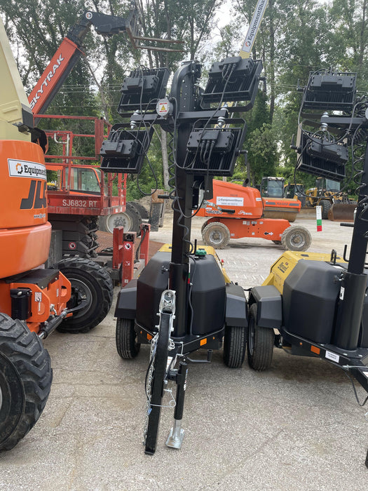 2022 Allmand NLV3GR (4) LED Light Fixture 350W, 23' Vertical Mast, 3kW Prime, Towable, Deep Sea L401, Leveling Jacks, Yanmar T4F 5.8hp