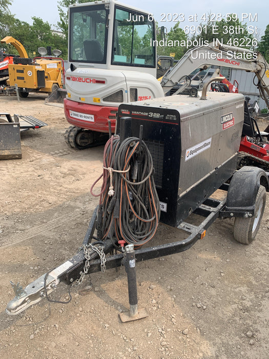 2019 Lincoln Electric Vantage 322 Ready-Pak 3, Two Wheel Trailer, Fender and Light Kit, Cable Rack