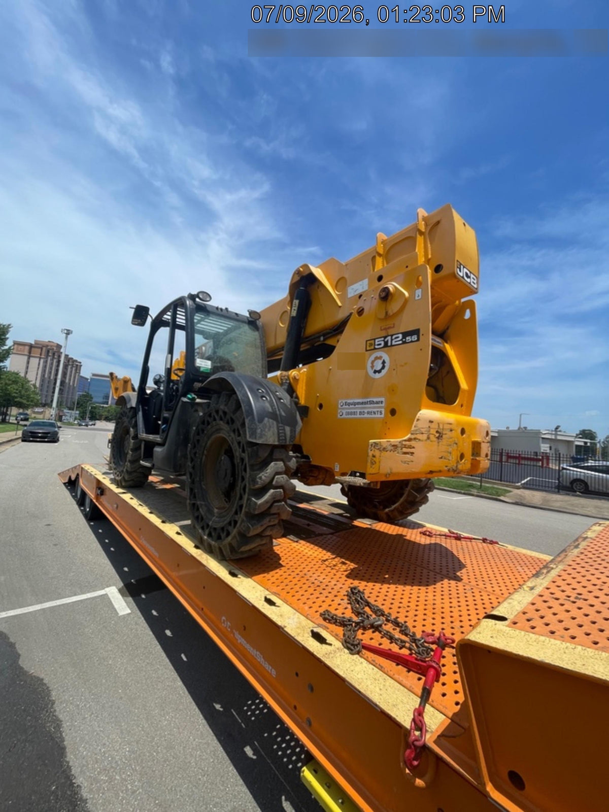 2019 JCB 512-56 Canopy, 109 HP, Solid Tires, STD Worklight, Beacon, Aux Hydraulics, Lifting Eye, Back up Alarm w/66" Carriage/60" Forks