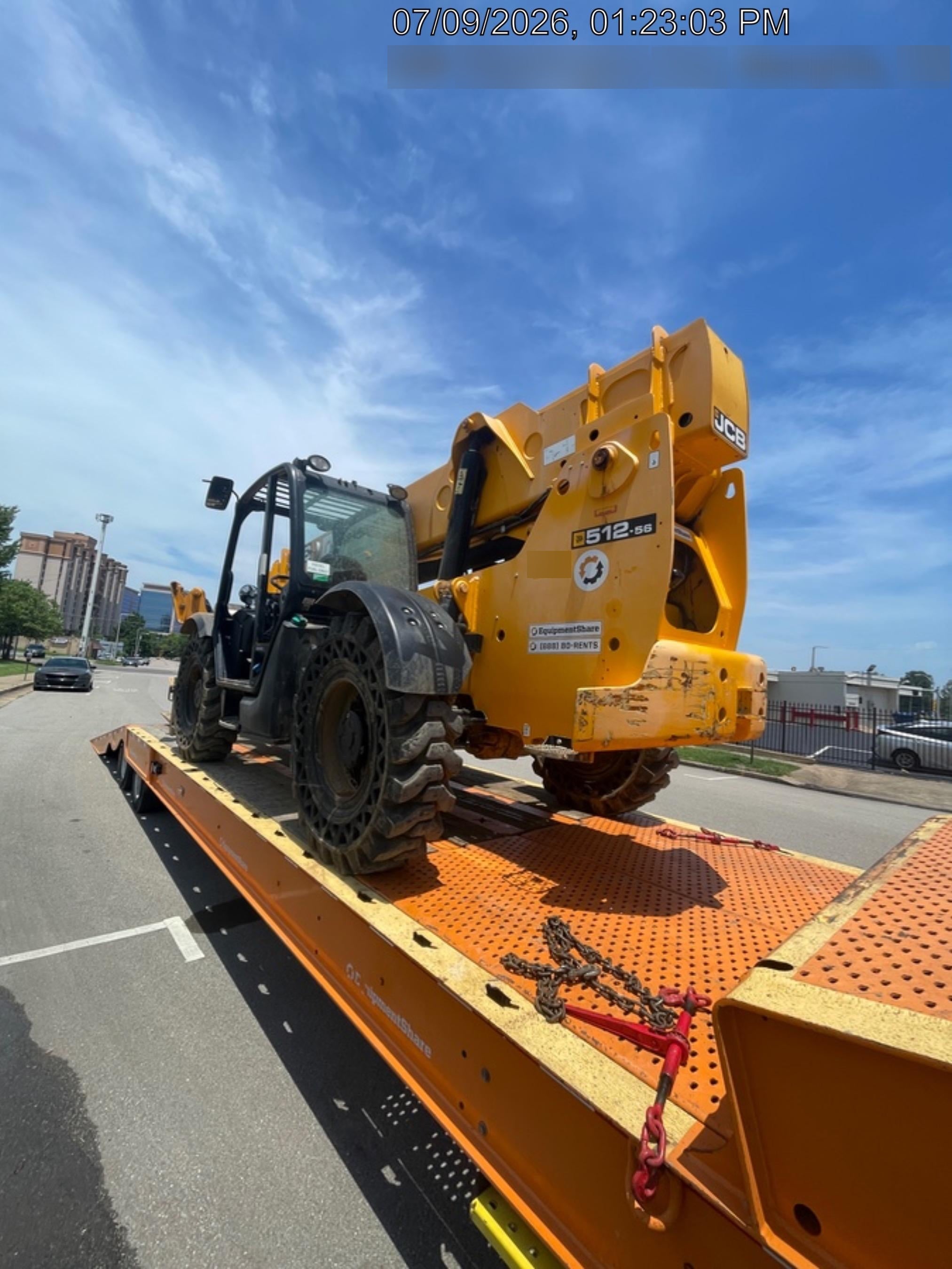 2019 JCB 512-56 Canopy, 109 HP, Solid Tires, STD Worklight, Beacon, Aux Hydraulics, Lifting Eye, Back up Alarm w/66" Carriage/60" Forks