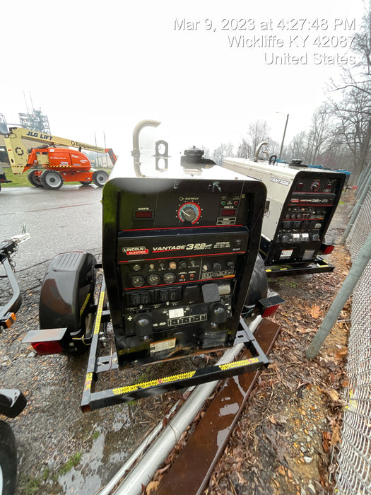 2019 Lincoln Electric Vantage 322 Welder Ready-Pak 3, Two wheel trailer, Fender and Light kit, Cable Rack