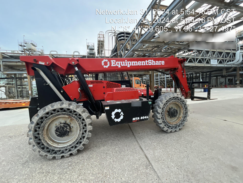 2019 Manitou MTA8044 74hp T4F, Cab/Heat/Air, Cab and Boom LED work lights, Auxiliary Hydraulics, Solid Tires, Amber strobe, Lift Hook 66" Carriage, 60" Forks