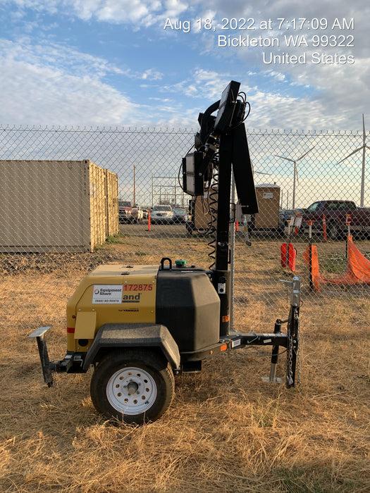 2021 Allmand NLV3GR (4) LED Light Fixture 350W, 23' Vertical Mast, 3kW Prime, Towable, Deep Sea L401, Leveling Jacks, Yanmar T4F 5.8hp