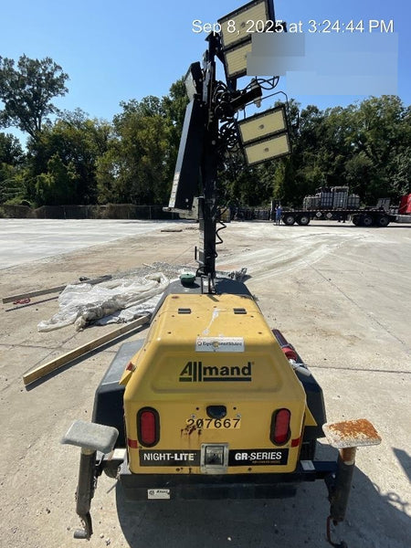 2022 Allmand NLV3GR (4) LED Light Fixture 350W, 23' Vertical Mast, 3kW Prime, Towable, Deep Sea L401, Leveling Jacks, Yanmar T4F 5.8hp