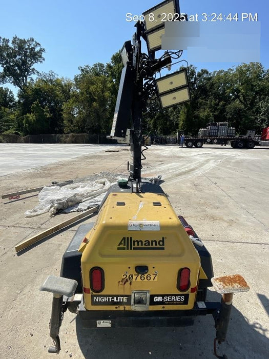 2022 Allmand NLV3GR (4) LED Light Fixture 350W, 23' Vertical Mast, 3kW Prime, Towable, Deep Sea L401, Leveling Jacks, Yanmar T4F 5.8hp