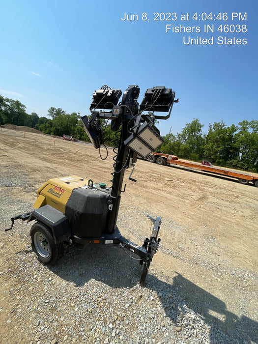 2022 Allmand NLV3GR (4) LED Light Fixture 350W, 23' Vertical Mast, 3kW Prime, Towable, ES Decals, T3