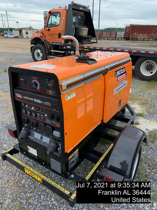 2021 Lincoln Electric Vantage 322 Vantage 322 Ready Pak 3 w/ Telematics & Decals, ORANGE (includes trailer, cable rack, fender light kit)