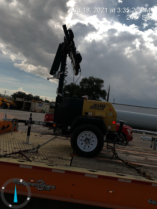 2021 Allmand NLV3GR (4) LED Light Fixture 350W, 23' Vertical Mast, 3kW Prime, Towable, Deep Sea L401, Leveling Jacks, Yanmar T4F 5.8hp