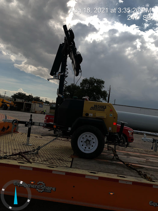 2021 Allmand NLV3GR (4) LED Light Fixture 350W, 23' Vertical Mast, 3kW Prime, Towable, Deep Sea L401, Leveling Jacks, Yanmar T4F 5.8hp