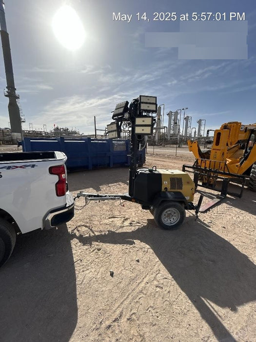 2022 Allmand NLV3GR (4) LED Light Fixture 350W, 23' Vertical Mast, 3kW Prime, Towable, Deep Sea L401, Leveling Jacks, Yanmar T4F 5.8hp