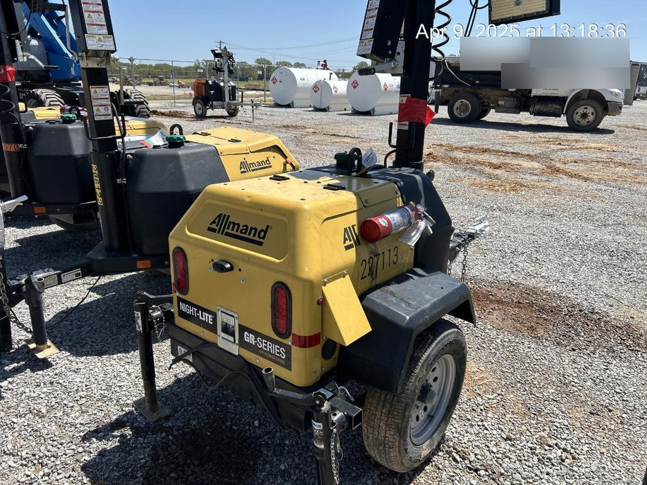 2022 Allmand NLV3GR (4) LED Light Fixture 350W, 23' Vertical Mast, 3kW Prime, Towable, Deep Sea L401, Leveling Jacks, Yanmar T4F 5.8hp