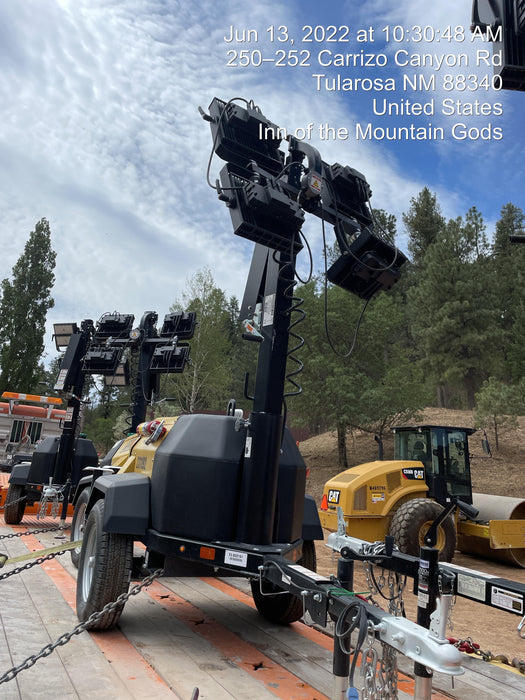 2022 Allmand NLV3GR (4) LED Light Fixture 350W, 23' Vertical Mast, 3kW Prime, Towable, Deep Sea L401, Leveling Jacks, Yanmar T4F 5.8hp