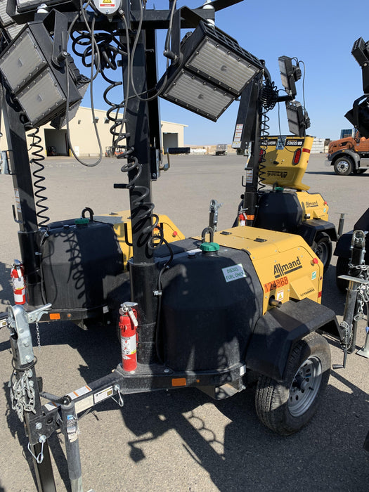 2020 Allmand NLV3GR (4) LED Light Fixture 350W, 23' Vertical Mast, 3kW Prime, Towable, Deep Sea L401, Leveling Jacks, Yanmar T4F 5.8hp